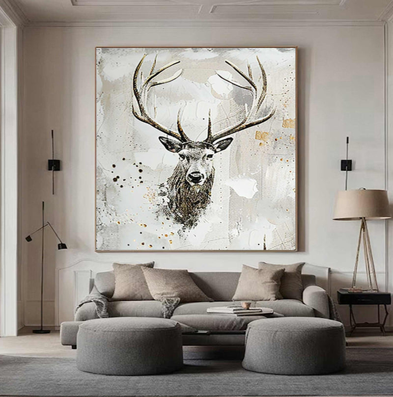 Deer wall decor Deer Canvas Wall Art Deer Abstract Painting Deer Wall Art Large Deer Artwork