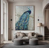 Peacock Oil Painting 100% Handmade Oil Painting Handmade Peacock Wall Art for Living Room Bedroom