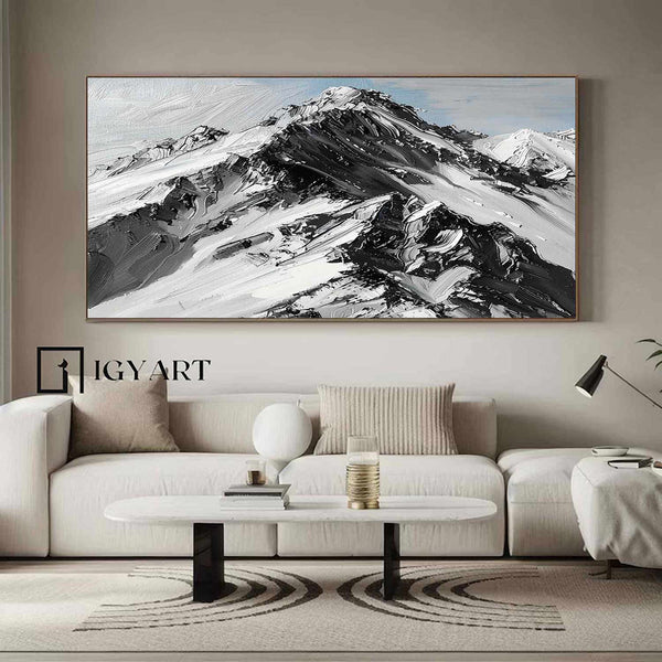 Abstract Snow Mountain Oil Painting Large Mountain Landscape Oil Painting for Living Room