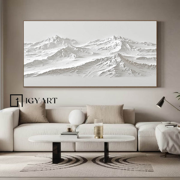 white Snow Mountain textured wall art Large White Snow Mountain Painting White Snow Mountain Canvas Art 