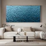 Blue Sculptured art Painting Wood carving wall art Art sculpture Textured Wall Decor Abstract 3D Textured Wall Art