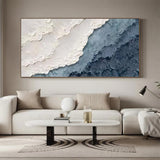 Large Blue waves Abstract painting Blue Sea Wave textured wall art Light Blue plaster wall art large Blue abstract wall art