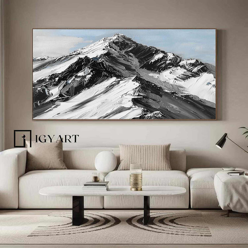 Large Original Mountain Painting Snow Mountain Wall Art Snow Mountain Painting Skiing Ar