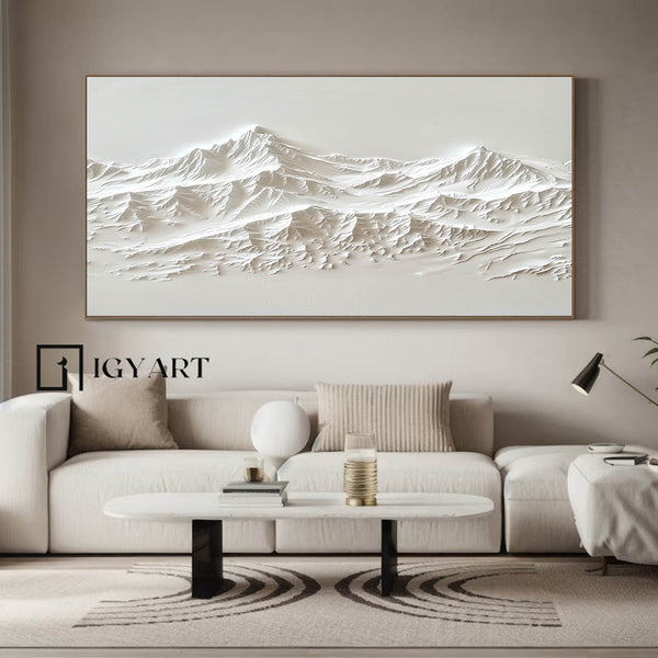 white Snow mountain painting white textured wall art Original 3D White Mountain Painting