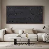 Black 3D Abstract Painting Black 3D Textured Painting Large Black Abstract wall art