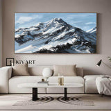 Large Original 3D White Mountain Painting Snow Mountain Wall Art Snow Mountain Painting Skiing Art