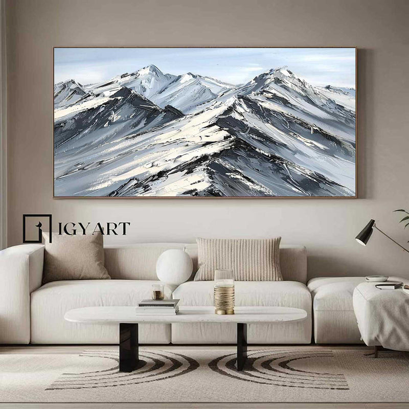 Abstract Snow Mountain Oil Painting Large Mountain Landscape Oil Painting for Living Room