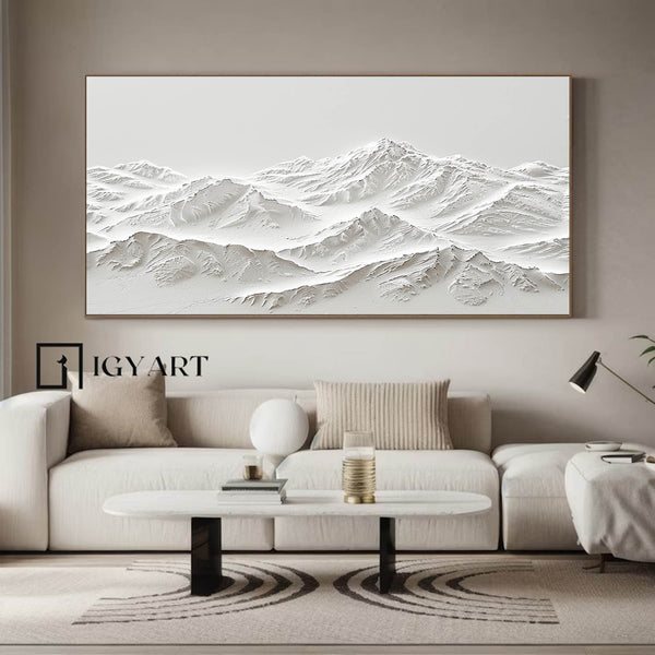 white Snow Mountain textured wall art Large White Snow Mountain Painting White Snow Mountain Canvas Art 