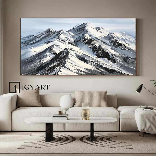 Abstract Snow Mountain Oil Painting Large Mountain Landscape Oil Painting for Living Room