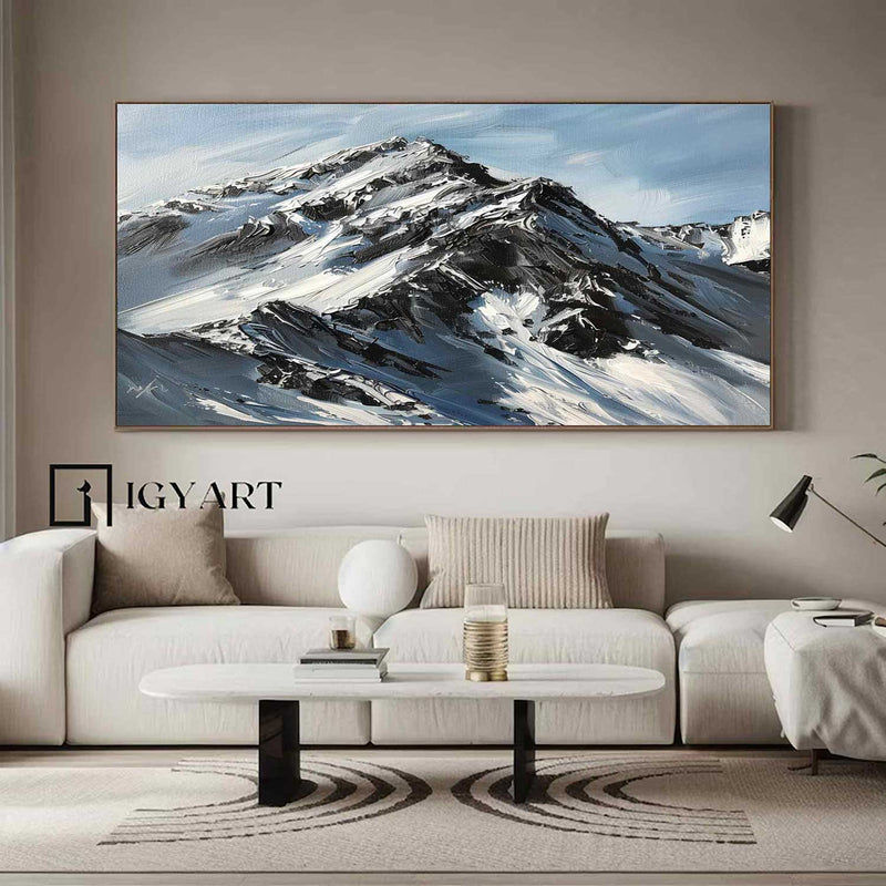 Snow Mountain Wall Art Large Original 3D White Mountain Painting Snow Mountain Painting Skiing Art