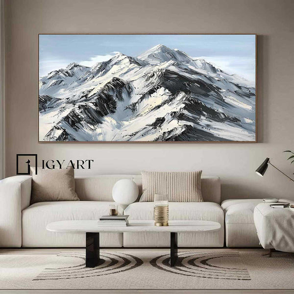 Large Mountain Landscape Oil Painting for Living Room Abstract Snow Mountain Oil Painting 