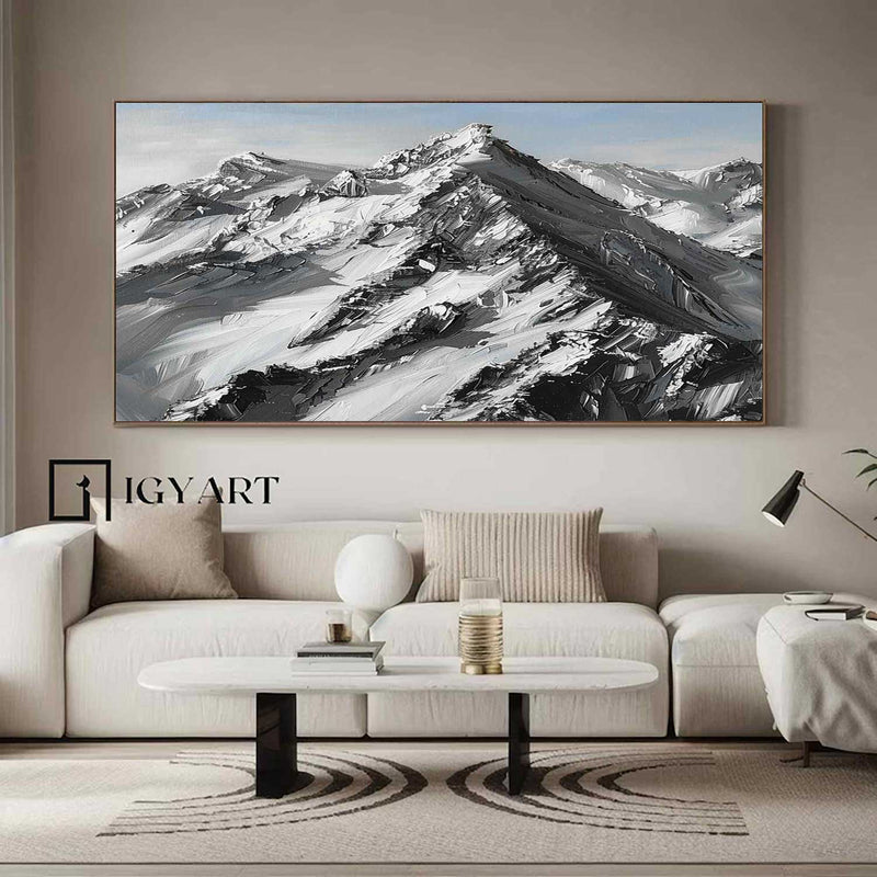 Large Mountain Landscape Oil Painting for Living Room Abstract Snow Mountain Oil Painting 