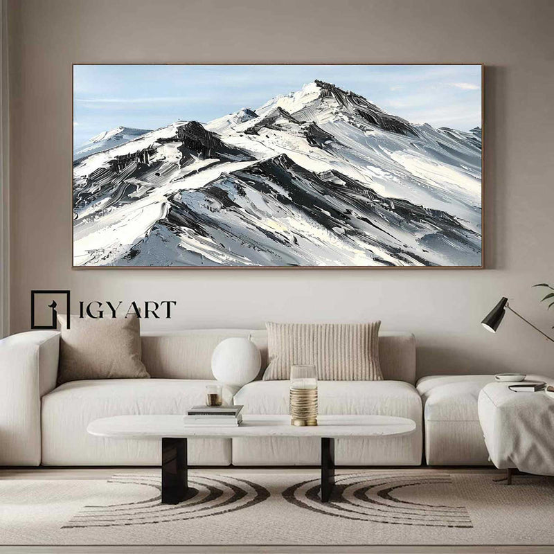 Abstract Snow Mountain Oil Painting Large Mountain Landscape Oil Painting for Living Room