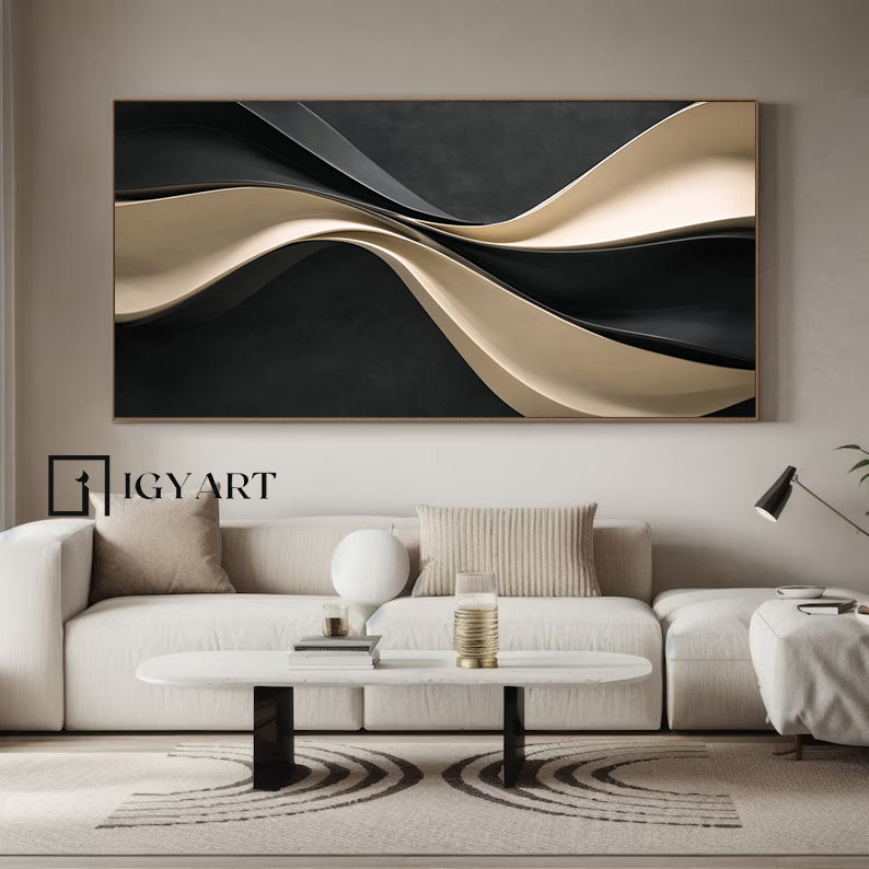 3D Wood Wall Art Neutral Abstract Textured Wall Decor for Sofa Above