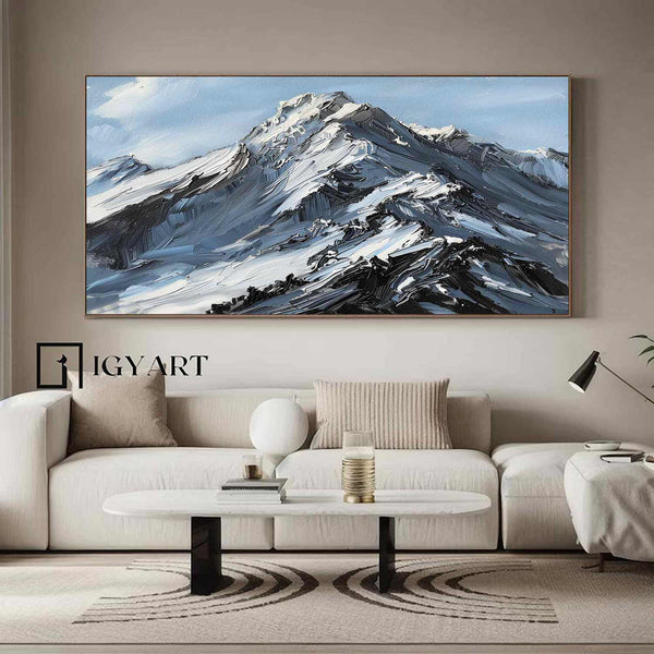 Large Original 3D White Mountain Painting Snow Mountain Wall Art Snow Mountain Painting