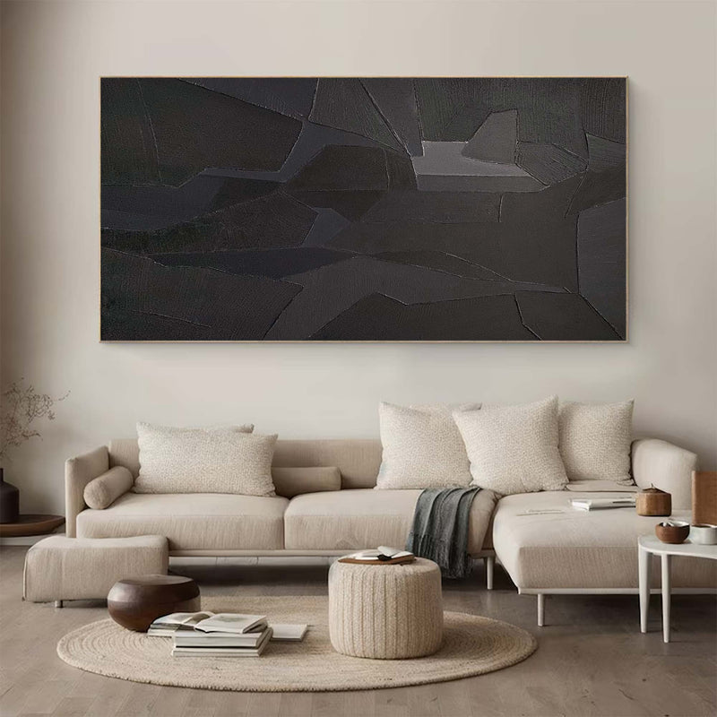 Large Black Abstract Painting Black abstract wall art Black Abstract Painting Black Textured Painting Black Minimalist Painting