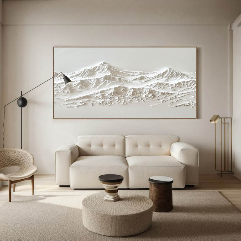 white Snow mountain painting white textured wall art Original 3D White Mountain Painting