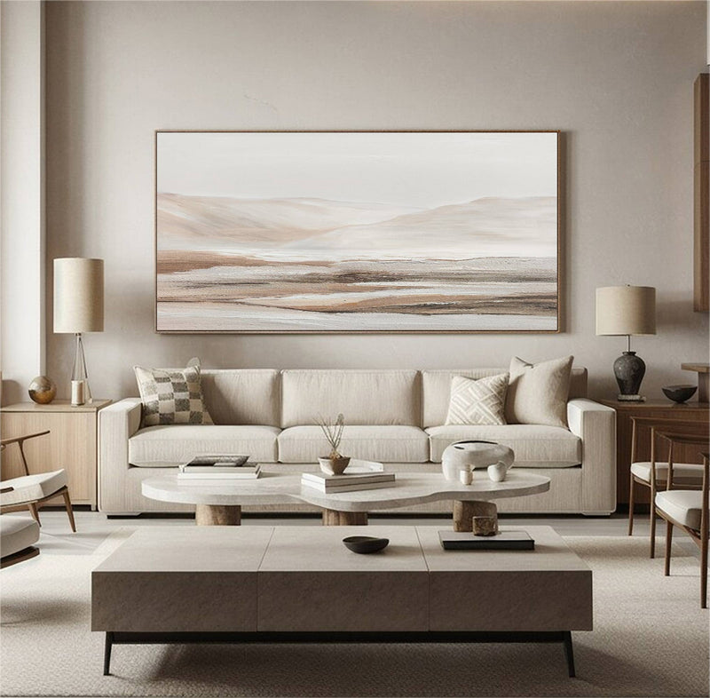 Beige landscape abstract art Beige abstract painting brown and Beige wall art brown and Beige landscape painting