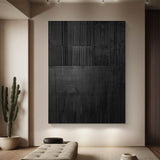 Black textured wall art Black plaster wall art Black Wabi-Sabi Wall Art Large Black Abstract Painting