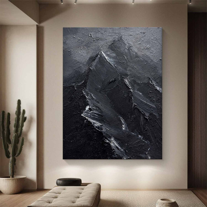 Black and White Snow mountain painting Snow mountain Abstract Painting Black and White mountain landscape painting