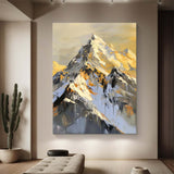 Snow mountain painting golden Snow mountains artwork mountain landscape painting.