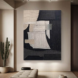 Large Black Abstract Painting Black and Beige abstract art Black and Beige Textured wall art