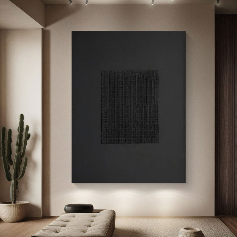 Black plaster wall art Black Wabi-Sabi Wall Art Black textured art Black textured wall art