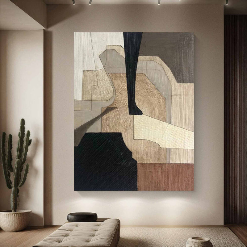 Beige and brown canvas wall art Beige and brown Minimalist Painting Beige Abstract art Beige and brown wall Decor