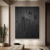 Black textured wall art Black Textured Painting Contemporary Black Abstract Painting