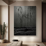 Black textured wall art Black Textured Painting Contemporary Black Abstract Painting