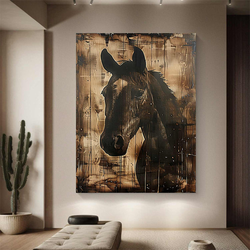 Horse oil painting, brown horse painting, horse head painting, brown horse head painting