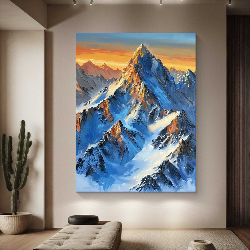 Snow mount paintings blue Snow mountains artwork Snow mountain painting mountain landscape art