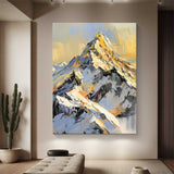 golden Snow mountain painting Snow mountains artwork mountain landscape painting.