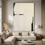 Large Beige Wall Art Beige Minimalist Art Black and Beige Canvas Art Large Beige Abstract Art