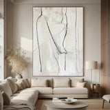 Large Beige Wall Art Beige Minimalist Art Black and Beige Canvas Art Large Beige Abstract Art