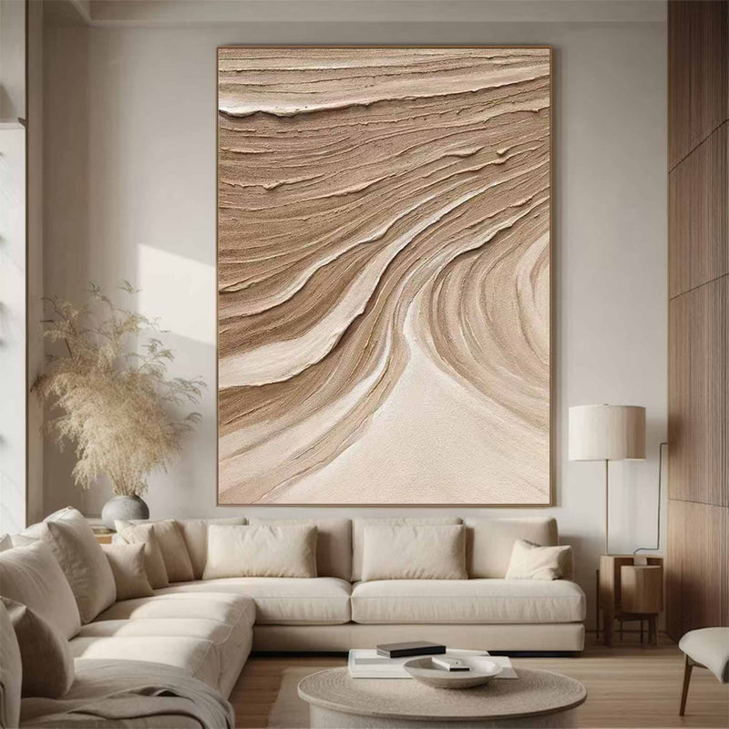 Beige Minimalist Wall Art,Beige Brown Abstract Painting,Large Beige Textured Painting