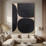 Large Black Minimalist Painting Black Minimalist wall art Black plaster art Black canvas painting