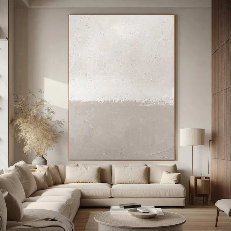 Beige and white canvas wall art Beige and white Minimalist Painting Beige Abstract art 