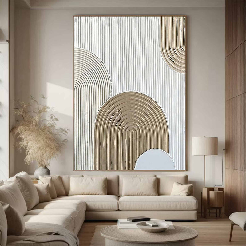 Large Beige Wall Art Beige  white Minimalist Art  white Beige Canvas Art Large Beige Abstract Art