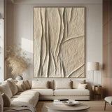 Beige canvas wall art Beige Minimalist Wall Art,Beige 3D Textured Painting,  Large Beige Textured Painting