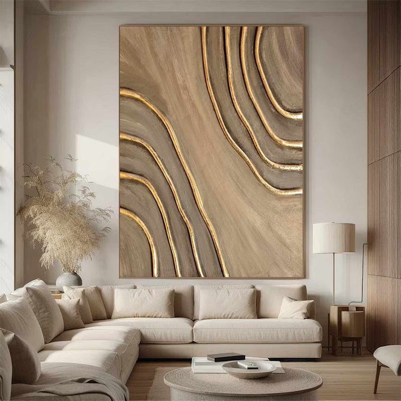 Beige Brown canvas wall art Beige Brown Minimalist Wall Art Beige Brown 3D Textured Painting