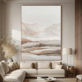 Beige canvas wall art Beige landscape painting Beige Abstract art Beige and white wall Decor Beige wall art