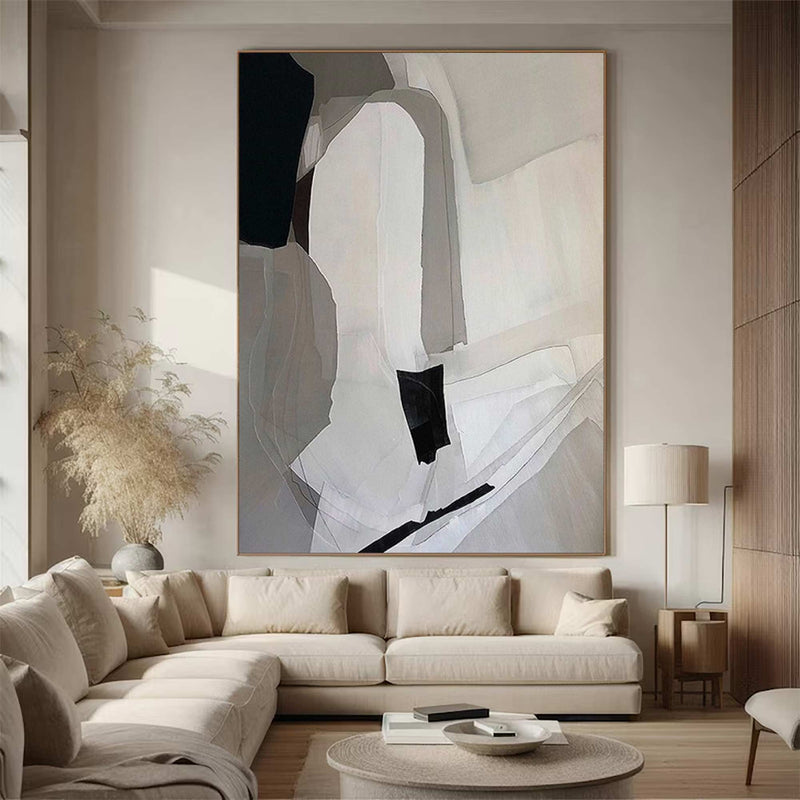 Beige canvas wall art Beige Minimalist Painting Beige Abstract art Beige and White wall Decor