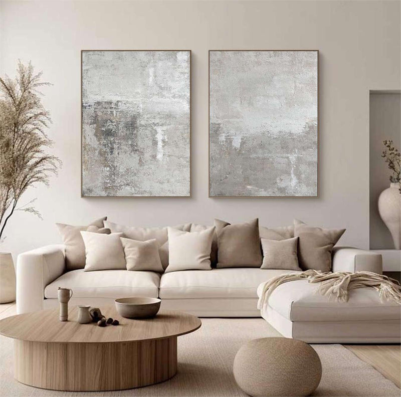 Set of 2 Beige Art Beige White Wall Art Large Beige Wall Art Set Of 2 Beige Minimalist Painting