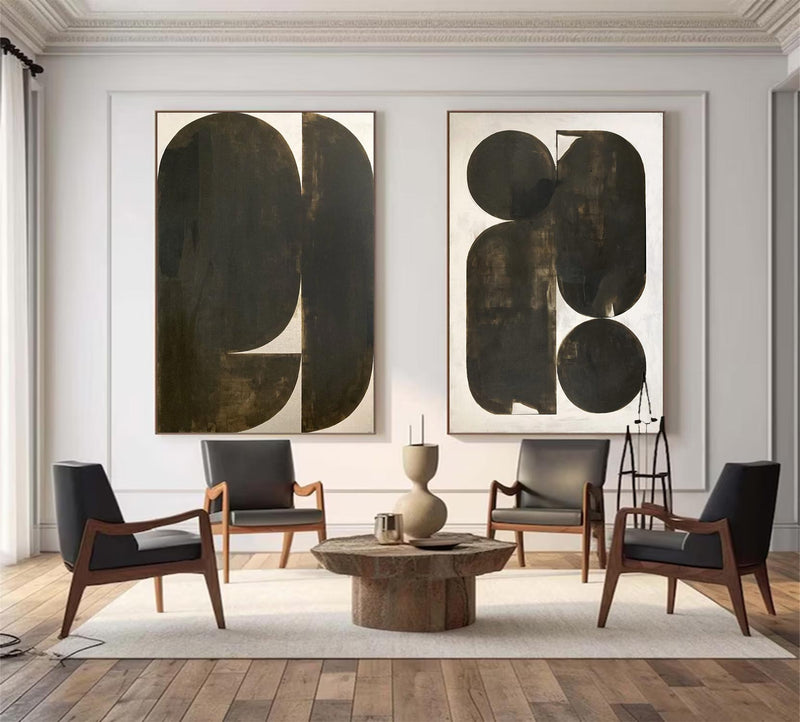 Set of 2 Black White Abstract Wall Art Set of 2 Black White Wall Art Black White Wall Decor