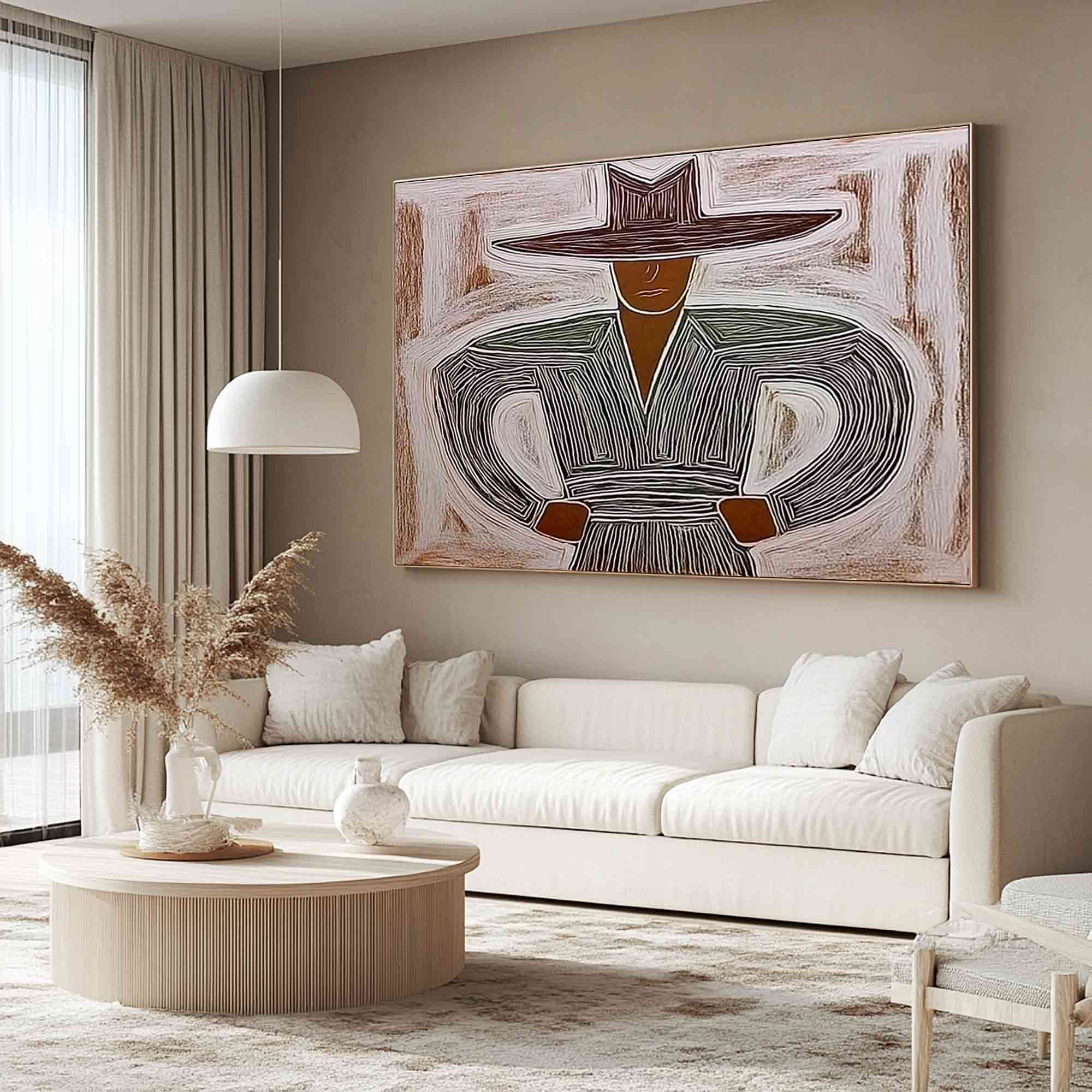 Abstract cowboy wall art Boho western abstract art modern cowboy art