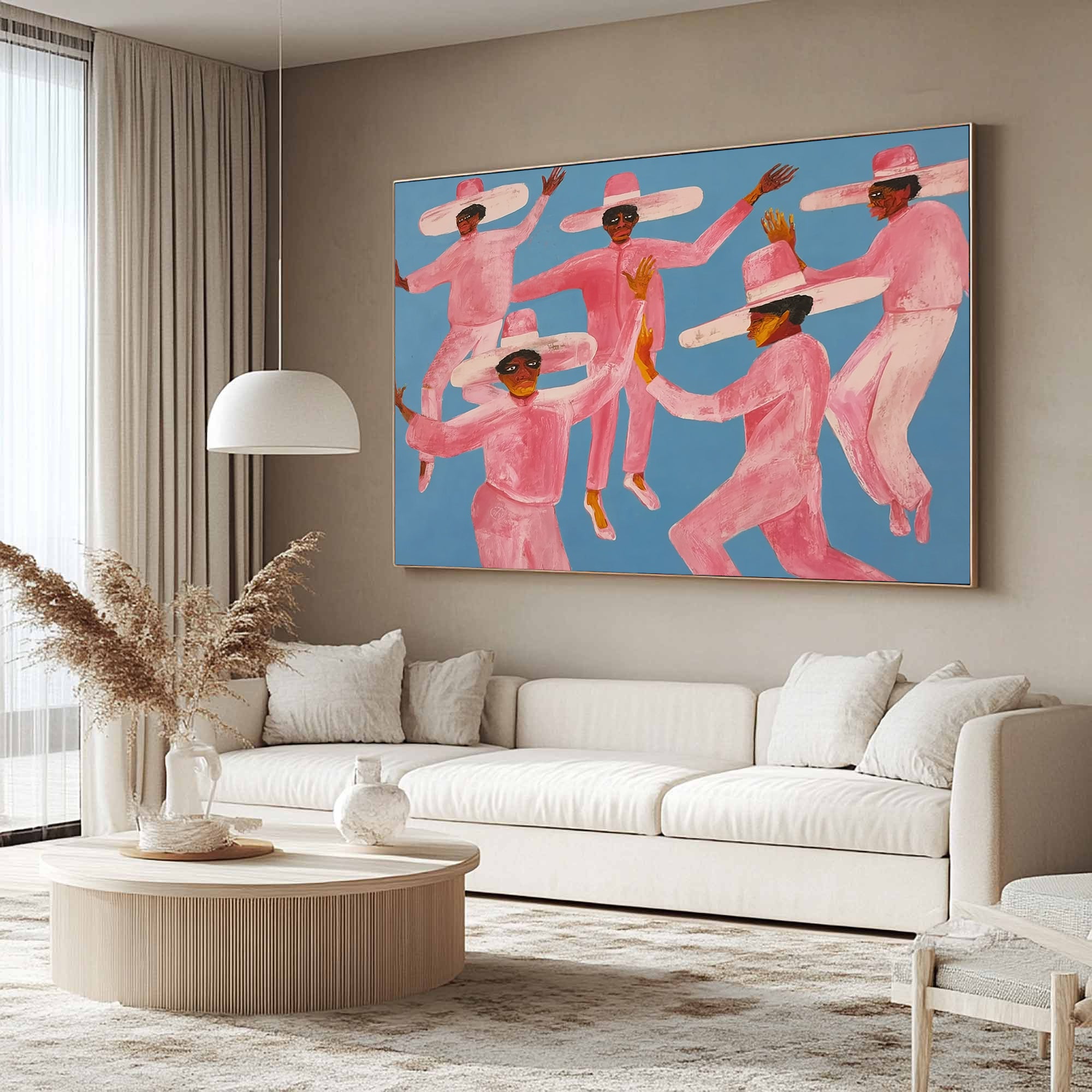 pink suit figure Abstract painting colorful hat people painting