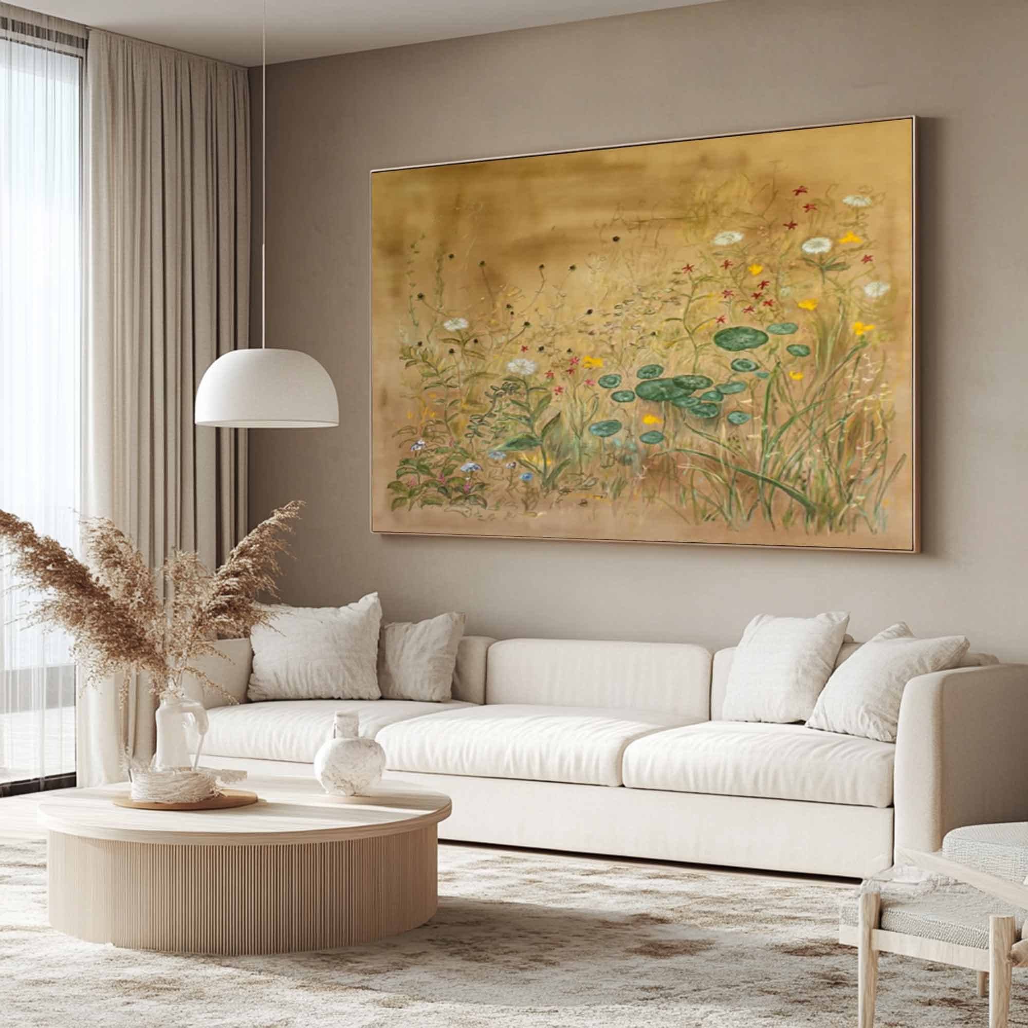 Earth toned flower painting Green plant painting, green graffiti art