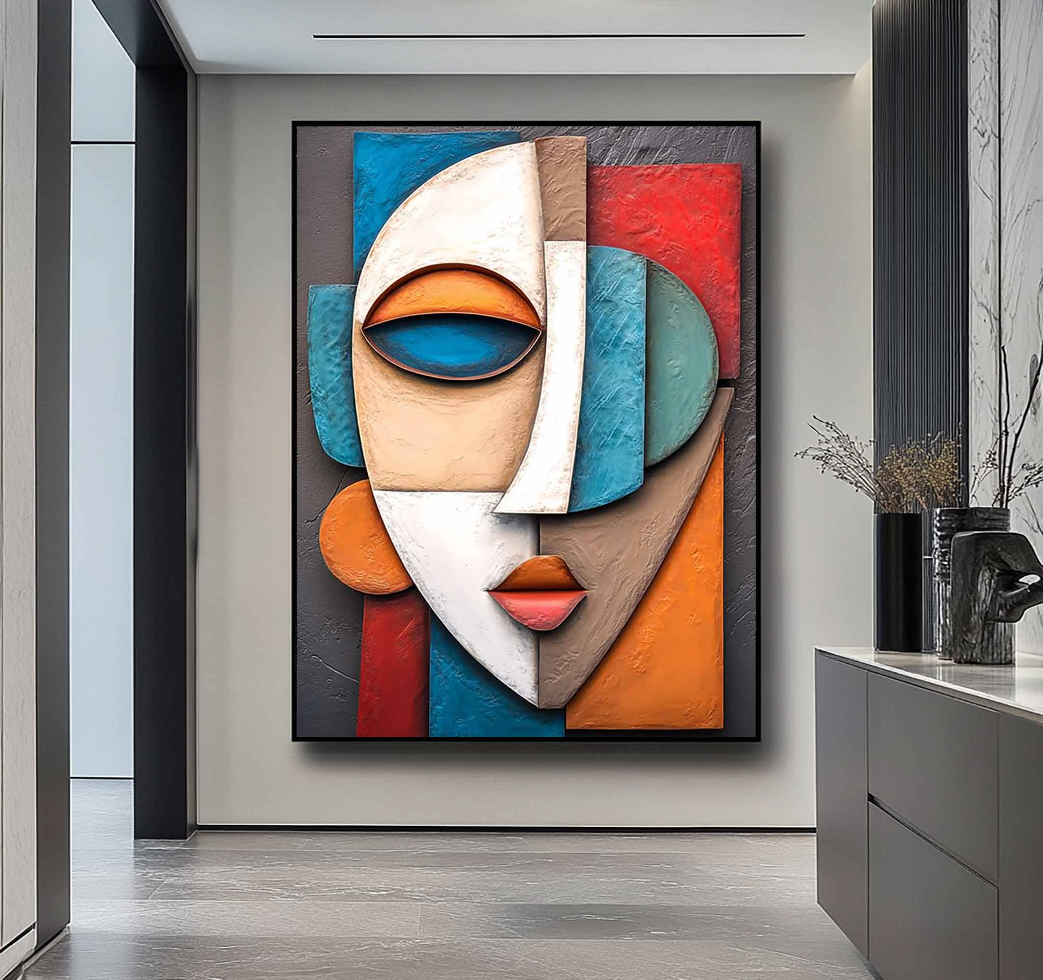 face Sculptured art Abstract Wood carving wall art Wooden wall decor Art