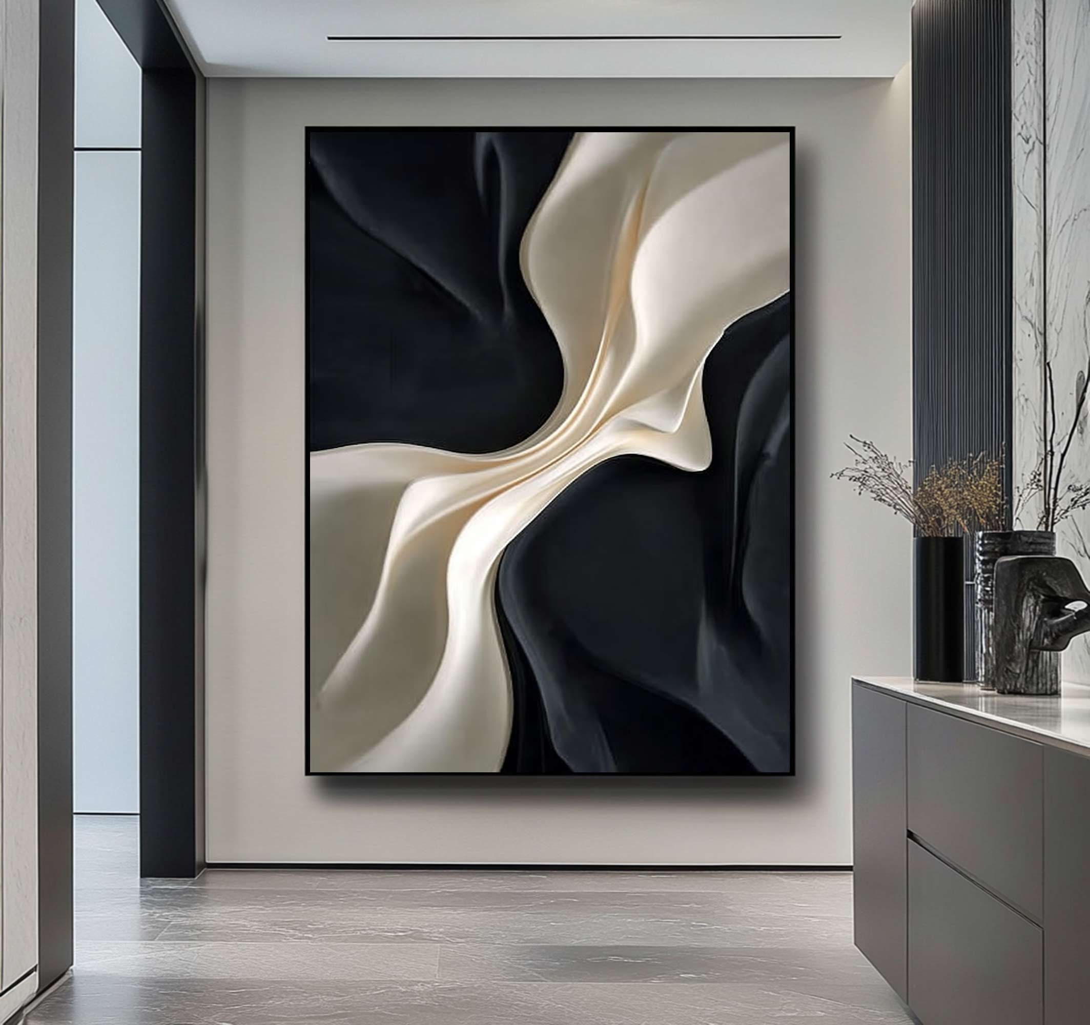 Black and white texture wall decor wood sculpture wall decor painting
